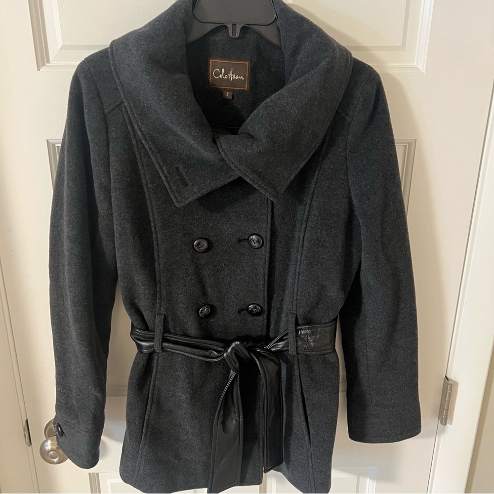 Cole Haan Women’s Wool/Cashmere Belted Coat Charcoal Size 6 PERFECT CONDITION